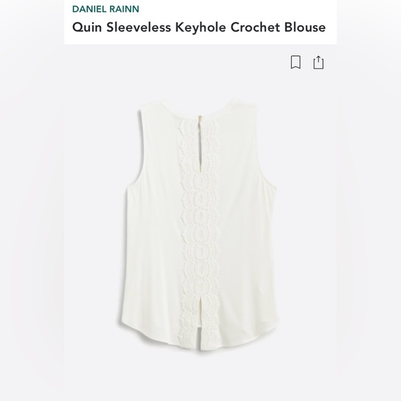 Daniel Rainn Quin Sleeveless Keyhole Crochet Blouse | Medium | White - Picture 10 of 11
